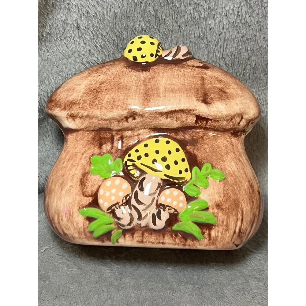 Vintage‎ Arnels Mushroom Napkin Holder Ceramic Woodland Cottage Kitchen MCM